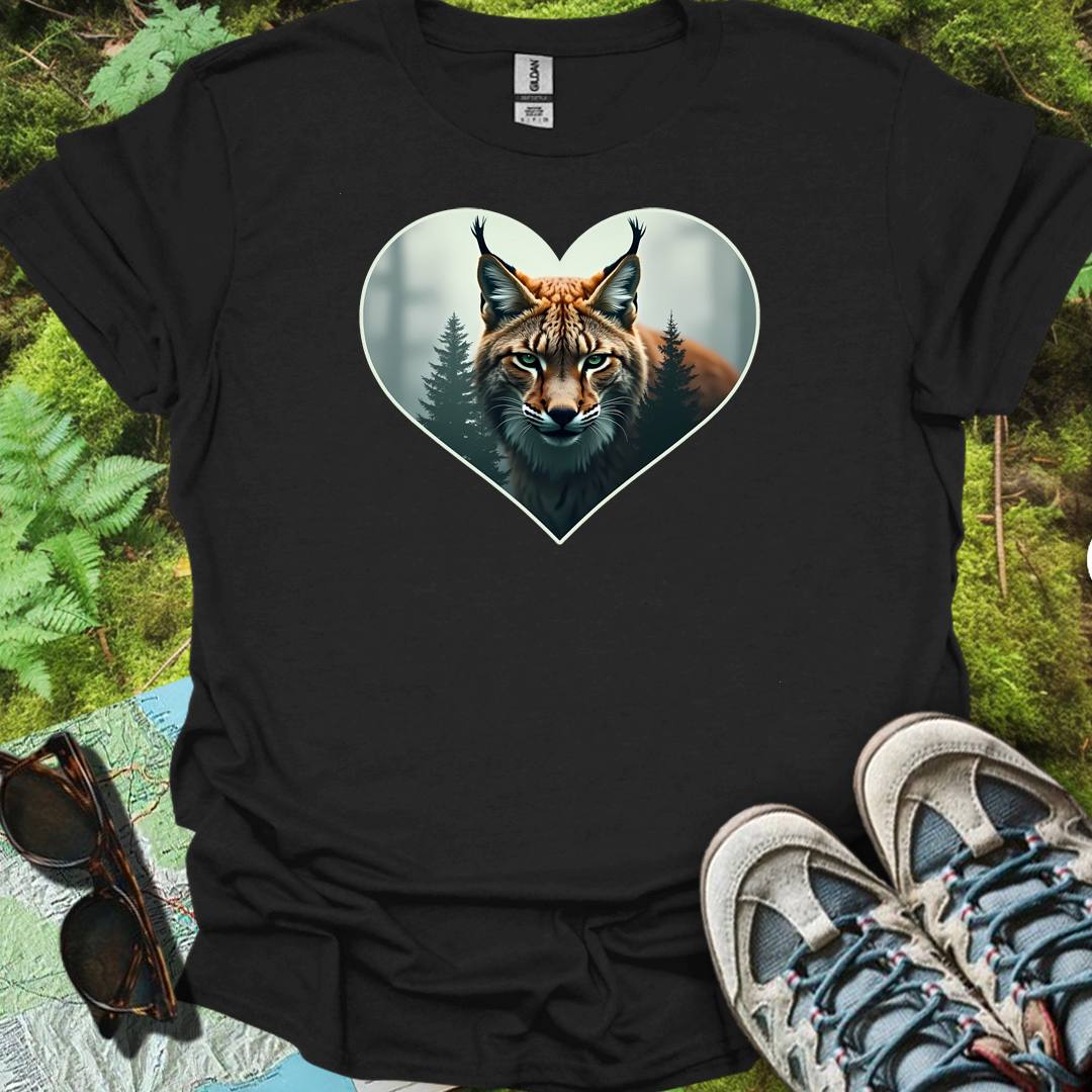 Listige lynx in hartvorm tijdloos T-shirt
