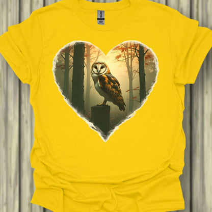 Owl in heart shape trendy T-shirt