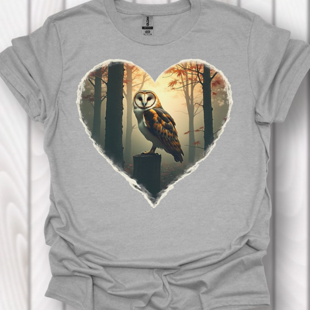 Uil in hartvorm tijdloos T-shirt