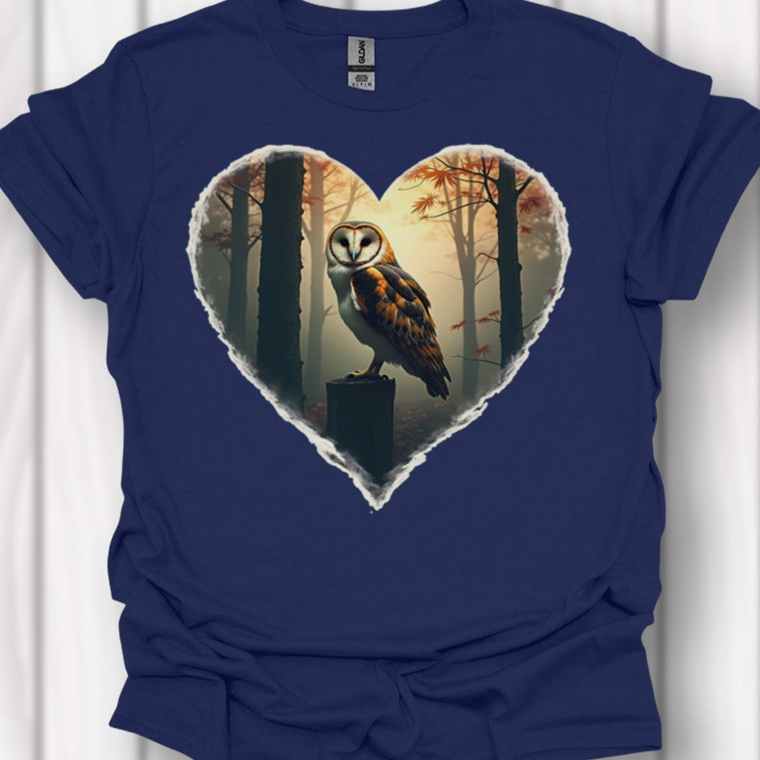 Uil in hartvorm tijdloos T-shirt