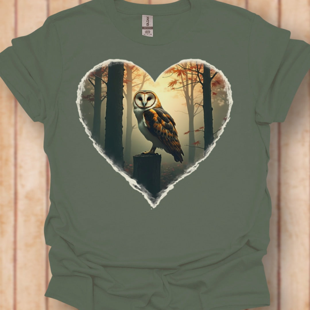 Uil in hartvorm tijdloos T-shirt