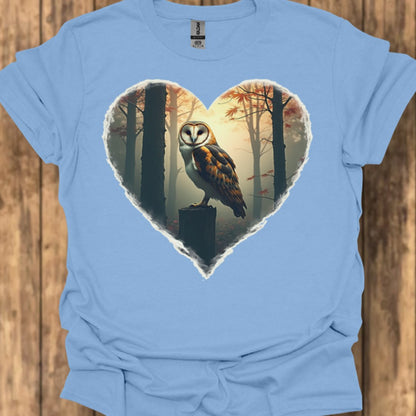 Owl in heart shape trendy T-shirt