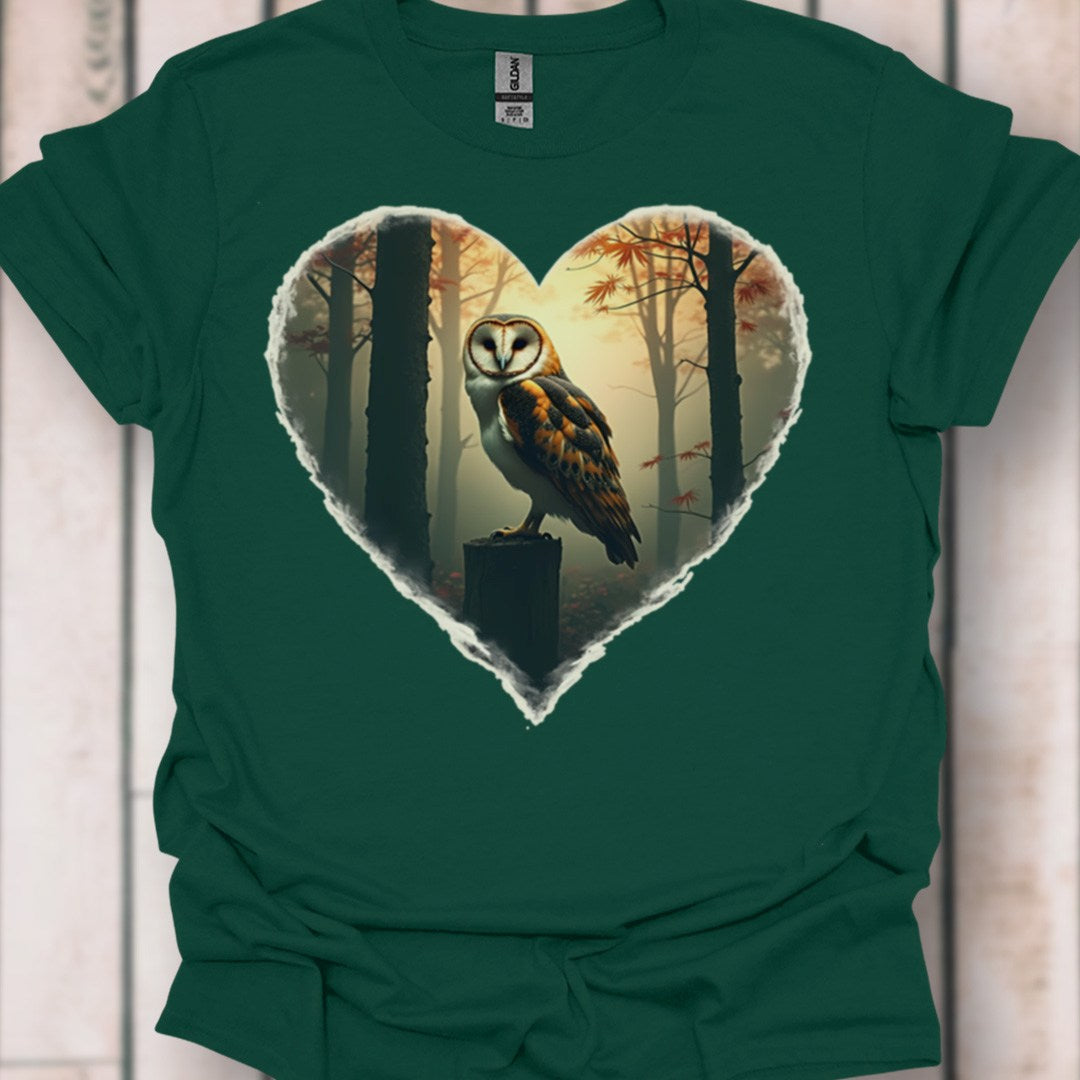 Uil in hartvorm tijdloos T-shirt