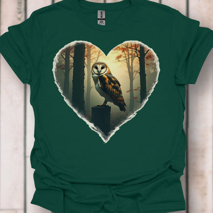 Uil in hartvorm tijdloos T-shirt