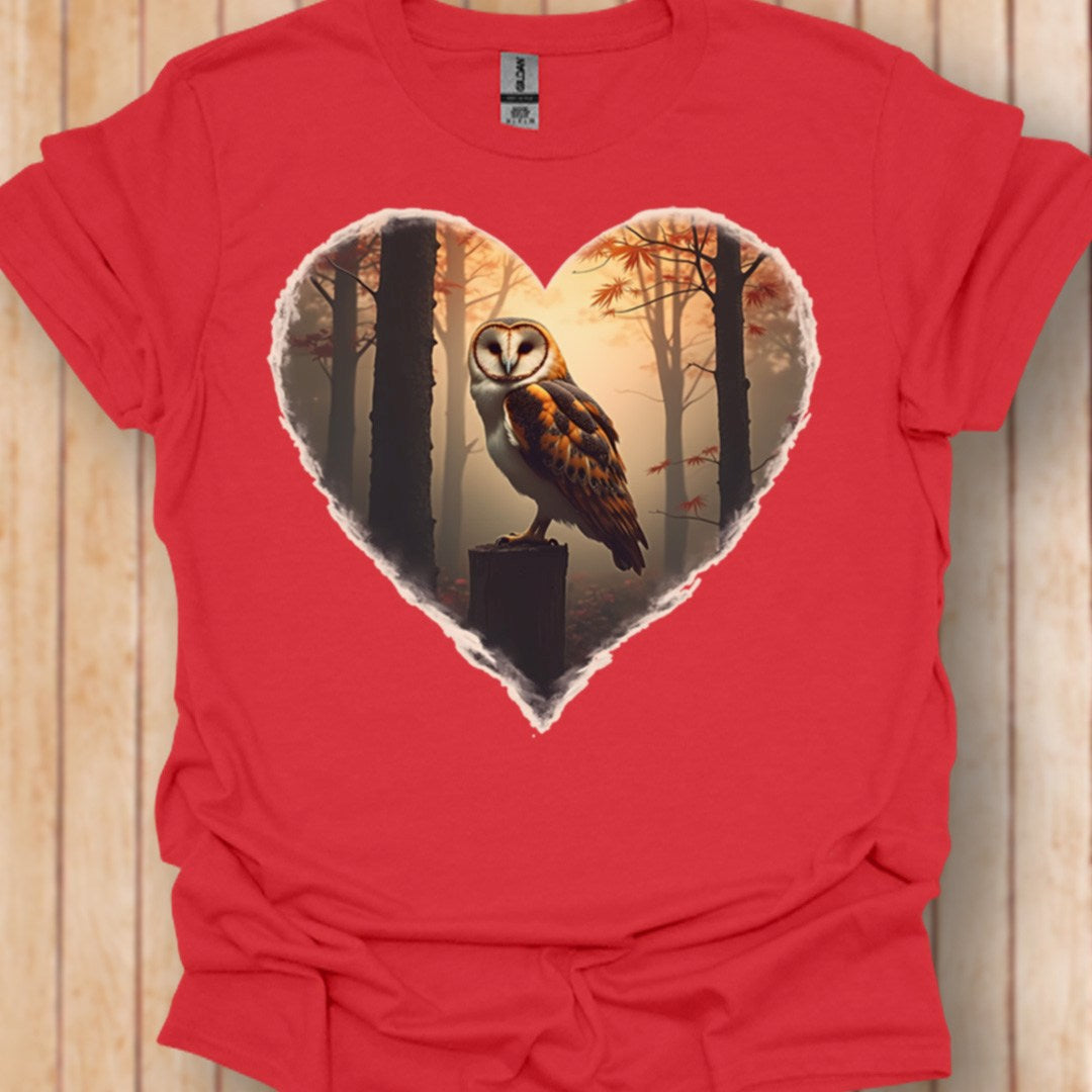 Owl in heart shape trendy T-shirt