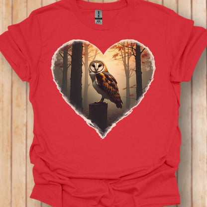 Owl in heart shape trendy T-shirt