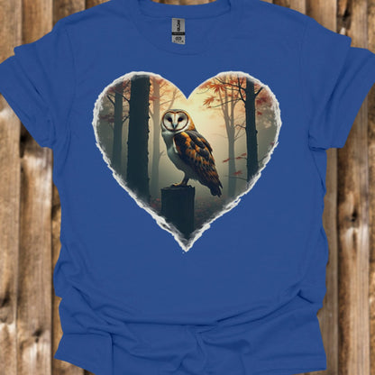 Owl in heart shape trendy T-shirt