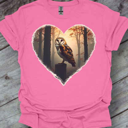 Owl in heart shape trendy T-shirt
