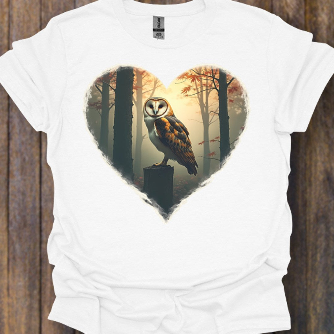 Uil in hartvorm tijdloos T-shirt