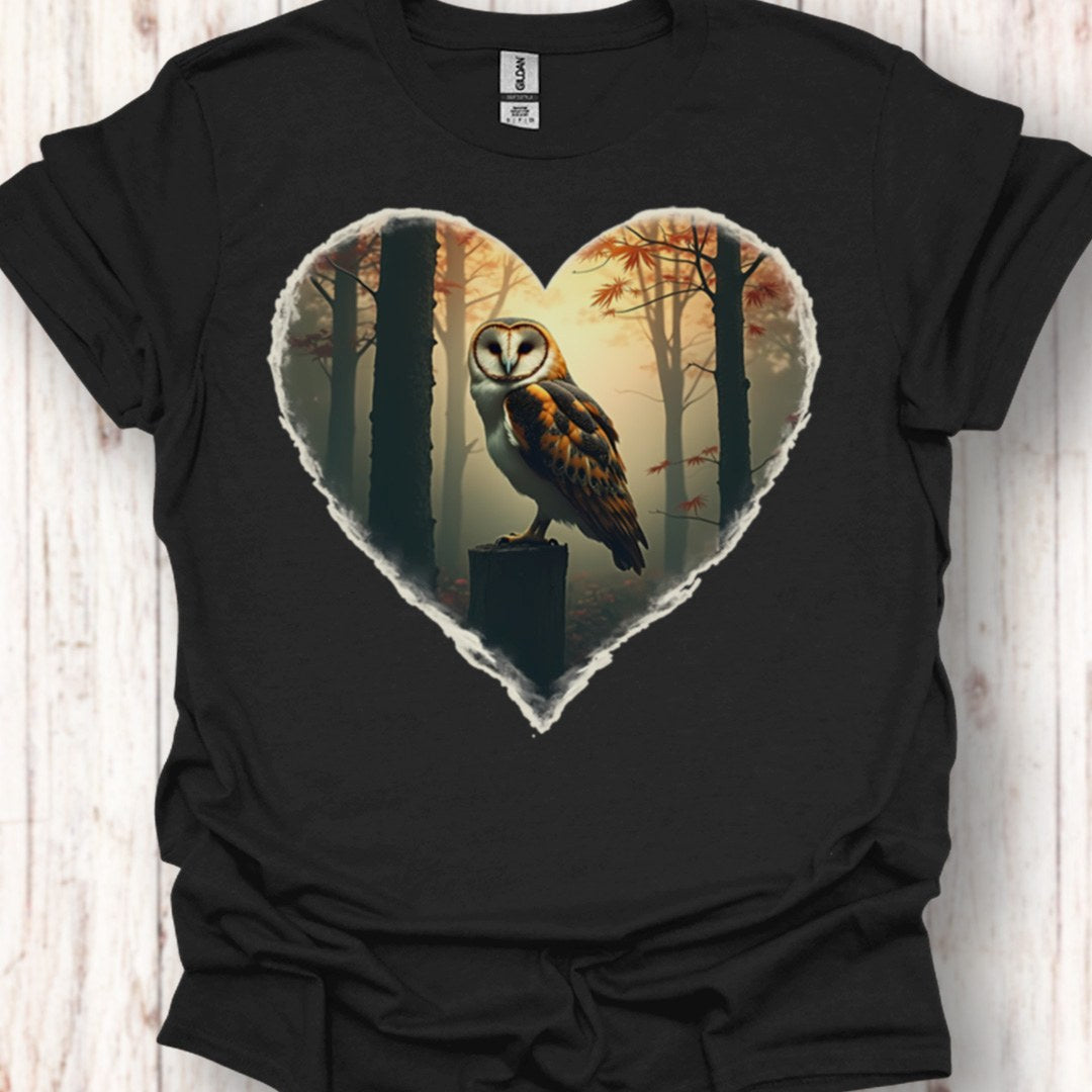 Uil in hartvorm tijdloos T-shirt