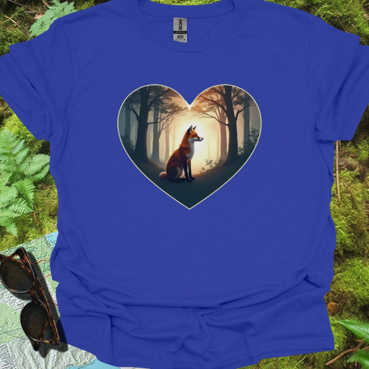 Renard lever du soleil en forme de coeur T-shirt tendance 