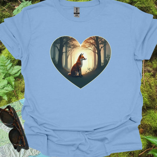 Renard lever du soleil en forme de coeur T-shirt tendance 