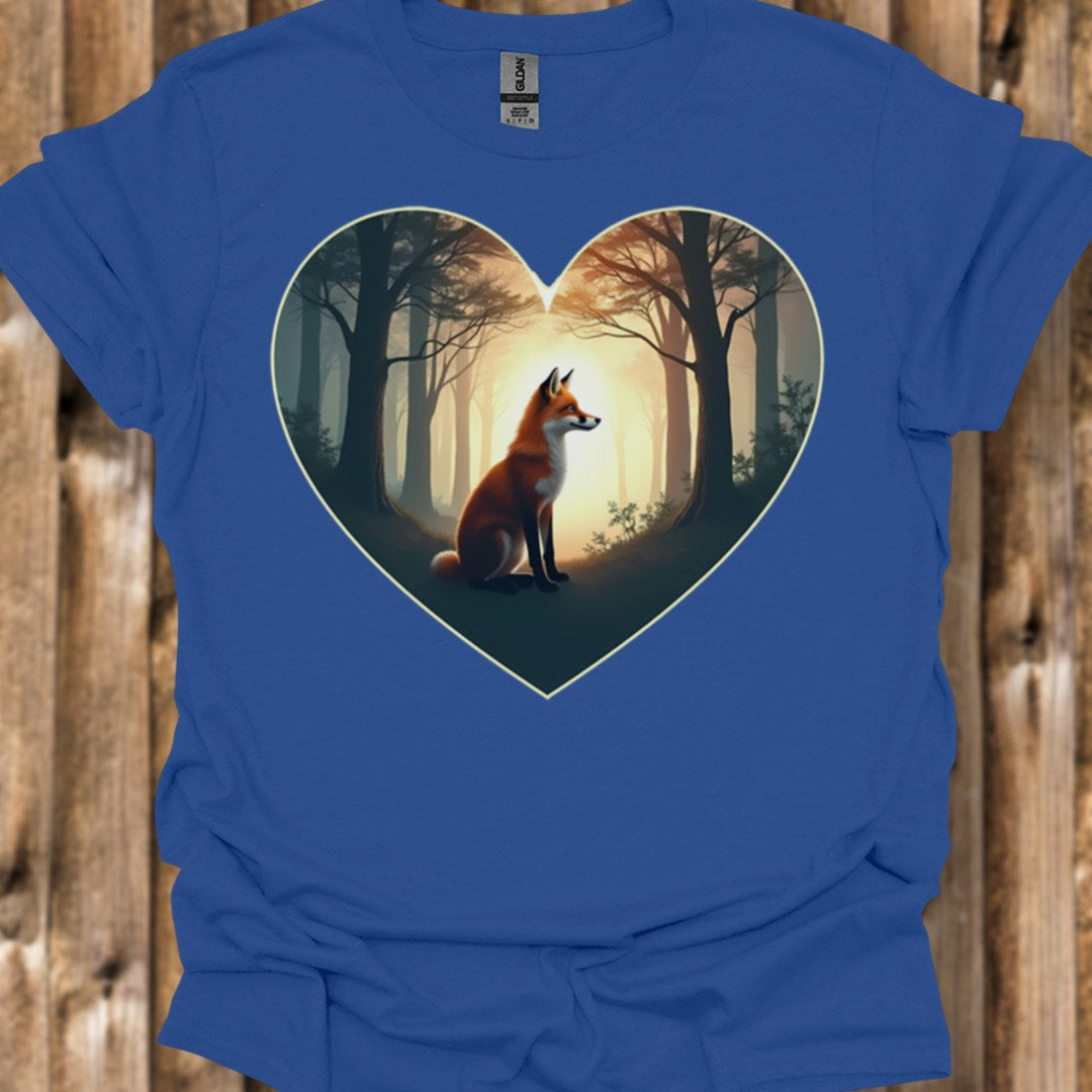 Renard lever du soleil en forme de coeur T-shirt tendance 