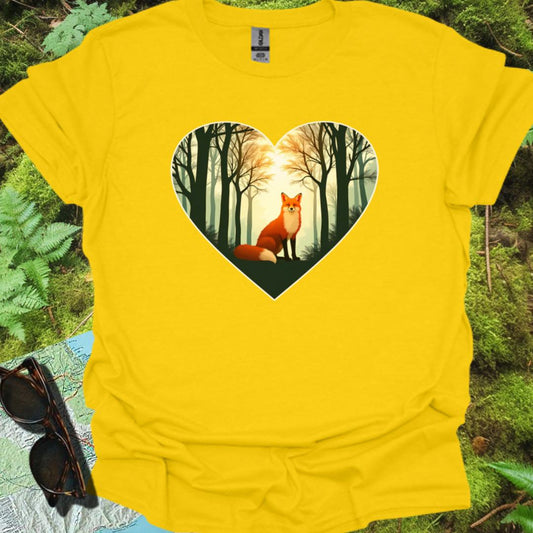 Renard assis en forme de coeur T-shirt tendance