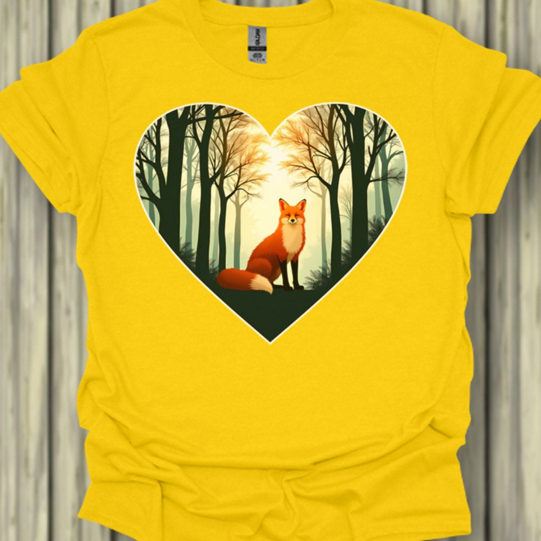 Renard assis en forme de coeur T-shirt tendance