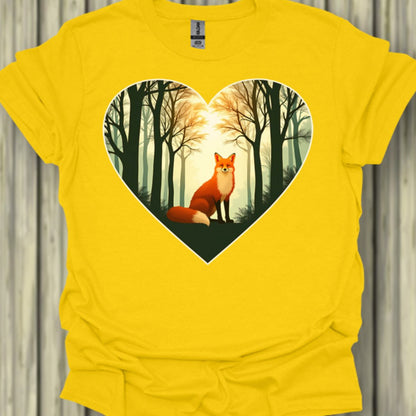 Renard assis en forme de coeur T-shirt tendance