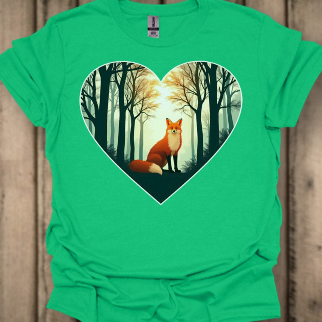 Renard assis en forme de coeur T-shirt tendance