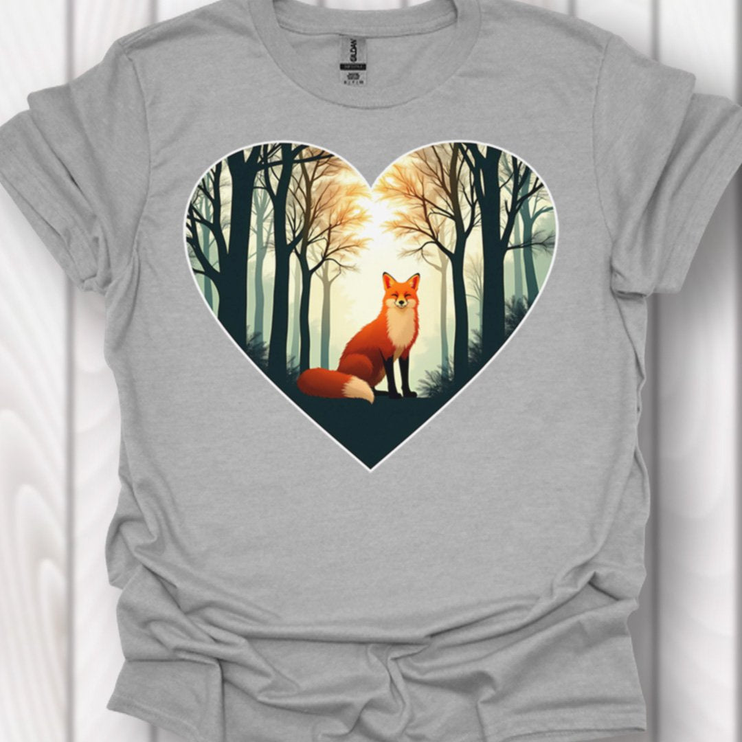 Renard assis en forme de coeur T-shirt intemporel 