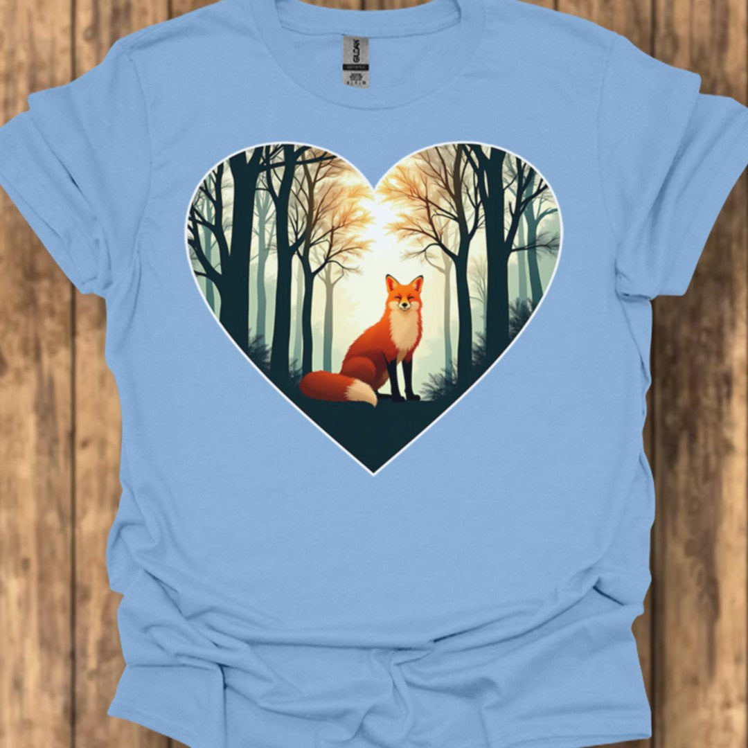 Renard assis en forme de coeur T-shirt tendance