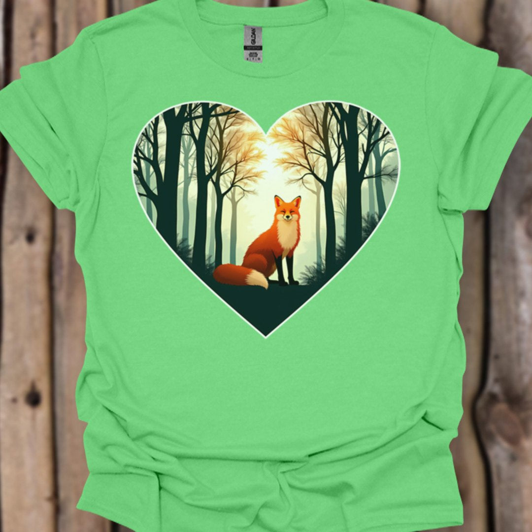 Renard assis en forme de coeur T-shirt tendance