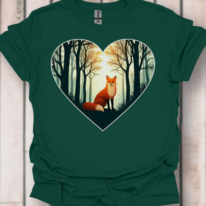 Renard assis en forme de coeur T-shirt intemporel 