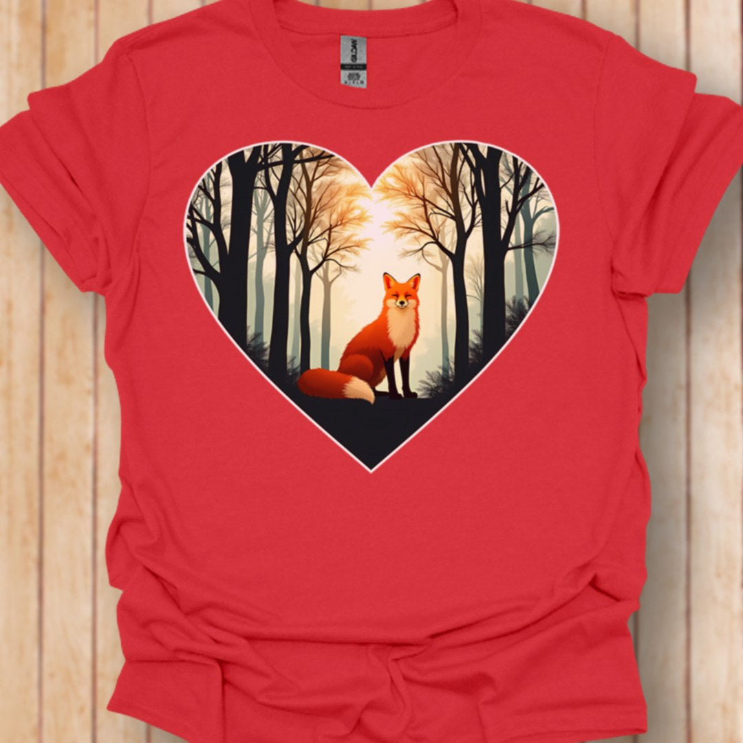 Renard assis en forme de coeur T-shirt tendance