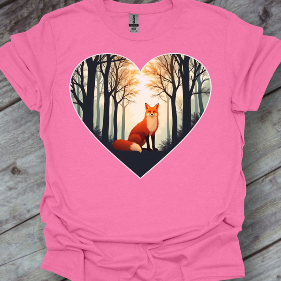 Renard assis en forme de coeur T-shirt tendance