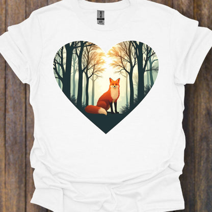 Renard assis en forme de coeur T-shirt intemporel 