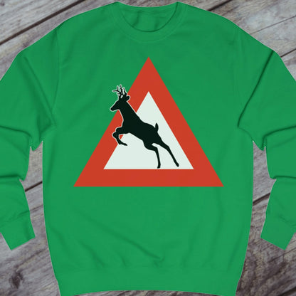 Warning sign deer sweatshirt