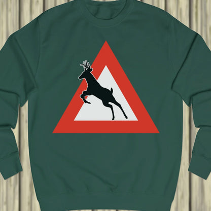 Warning sign deer sweatshirt
