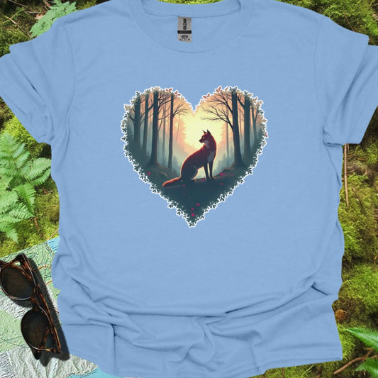Renard assis forme de coeur T-shirt tendance