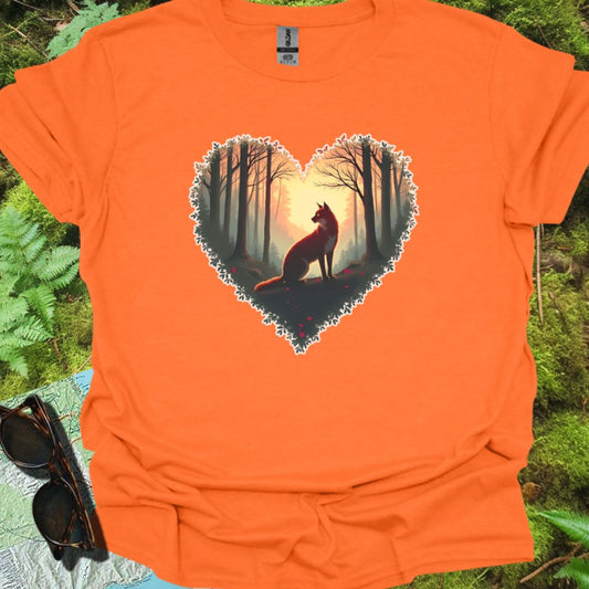 Renard assis forme de coeur T-shirt tendance