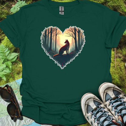 Vos zittend hartvorm tijdloos T-shirt