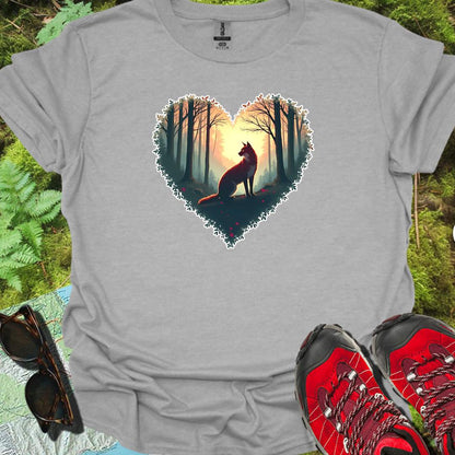 Vos zittend hartvorm tijdloos T-shirt