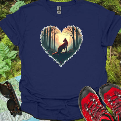 Vos zittend hartvorm tijdloos T-shirt