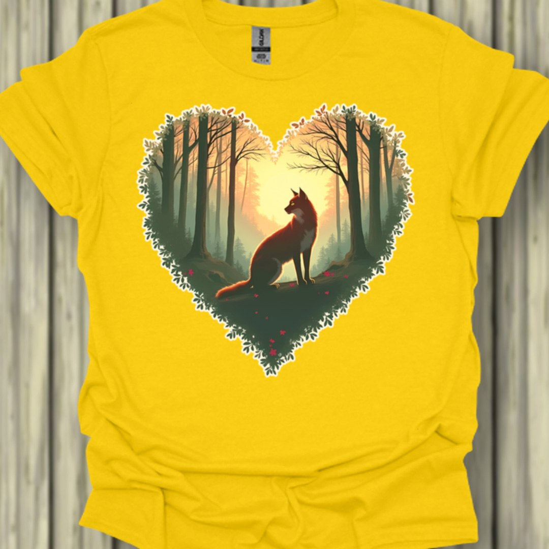 Renard assis forme de coeur T-shirt tendance