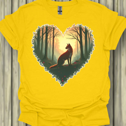 Renard assis forme de coeur T-shirt tendance