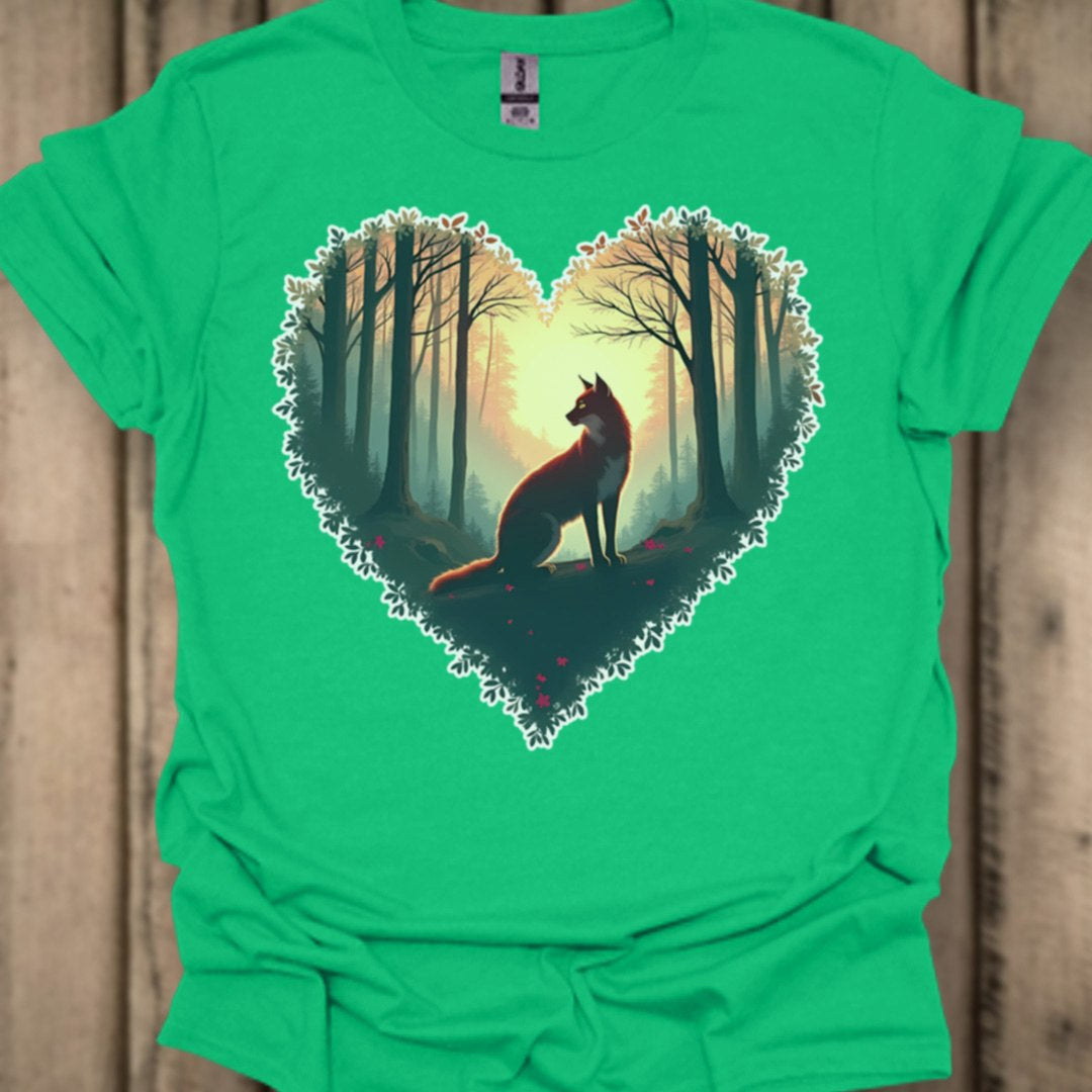 Renard assis forme de coeur T-shirt tendance