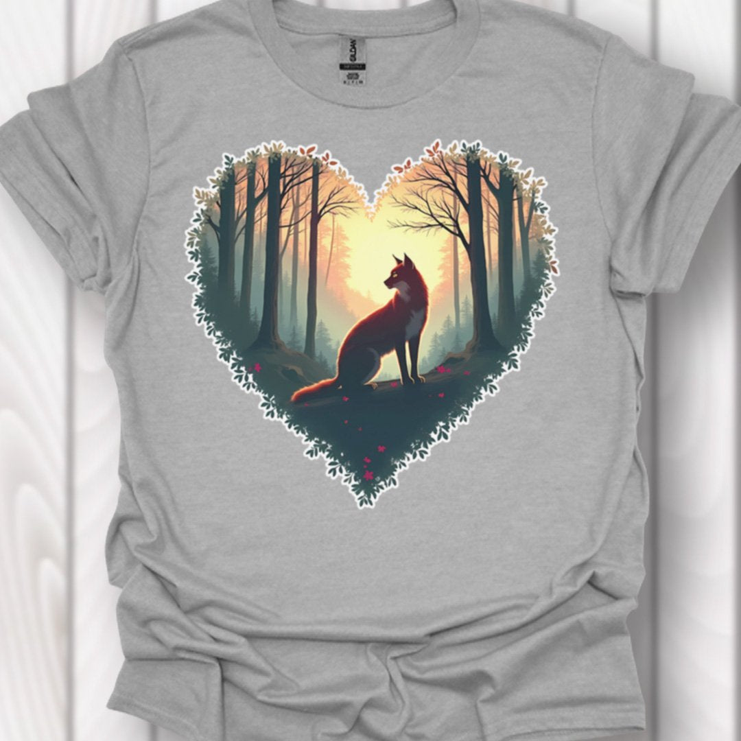 Renard assis forme de coeur T-shirt intemporel 