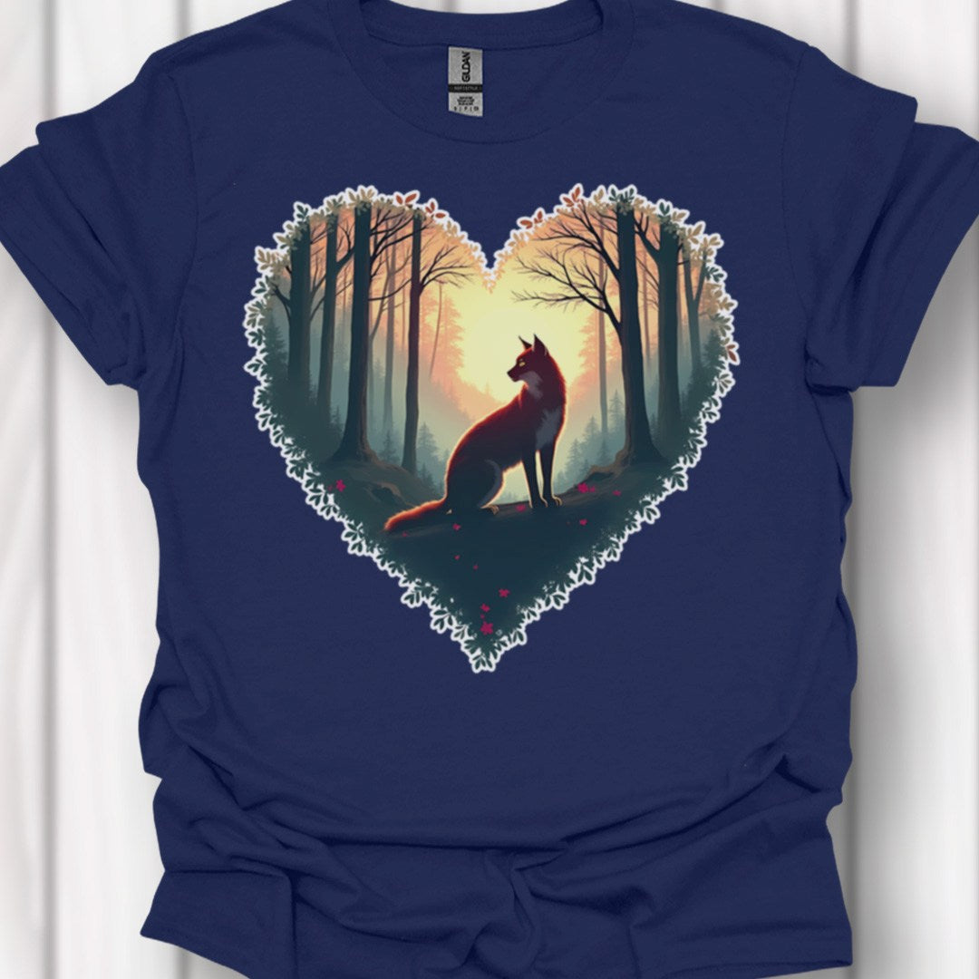 Renard assis forme de coeur T-shirt intemporel 