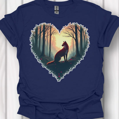 Renard assis forme de coeur T-shirt intemporel 