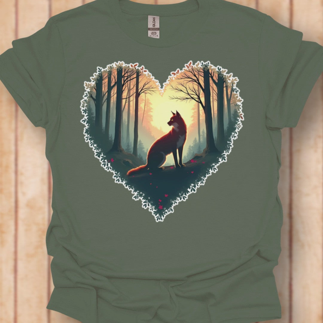 Renard assis forme de coeur T-shirt intemporel 