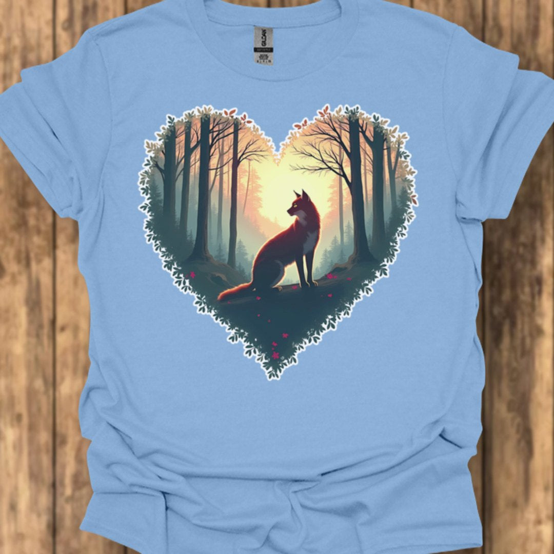 Renard assis forme de coeur T-shirt tendance