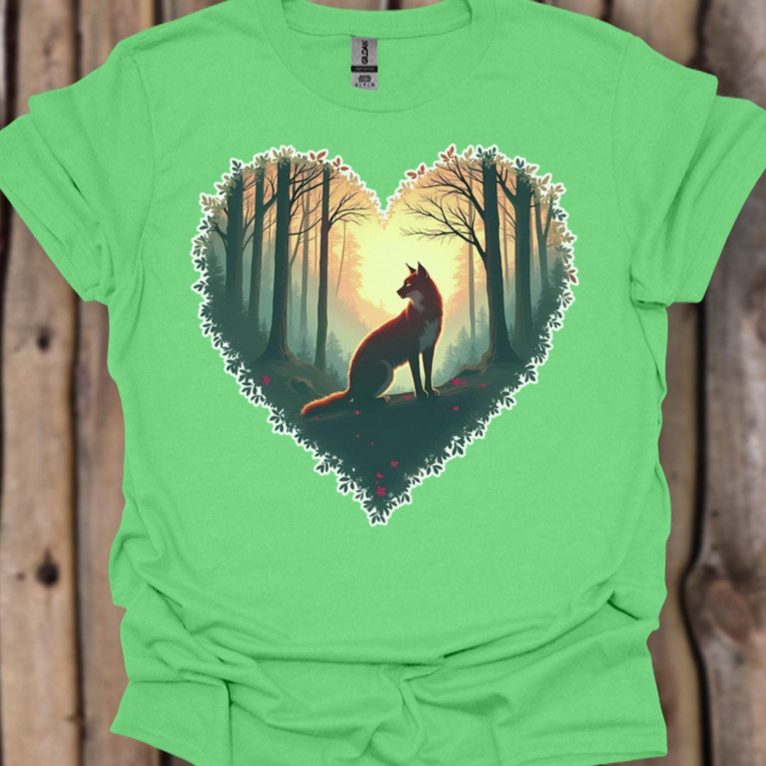 Renard assis forme de coeur T-shirt tendance