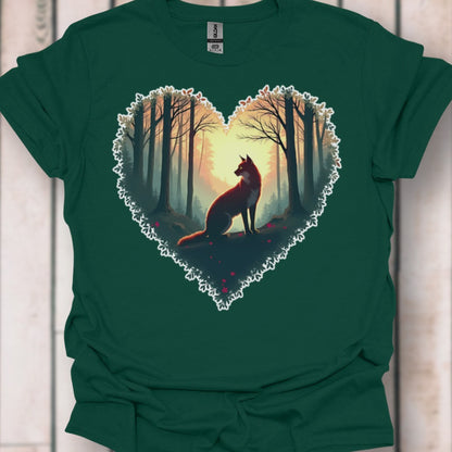 Renard assis forme de coeur T-shirt intemporel 