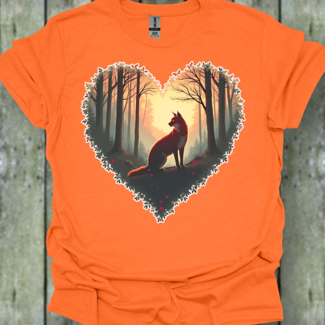 Renard assis forme de coeur T-shirt tendance