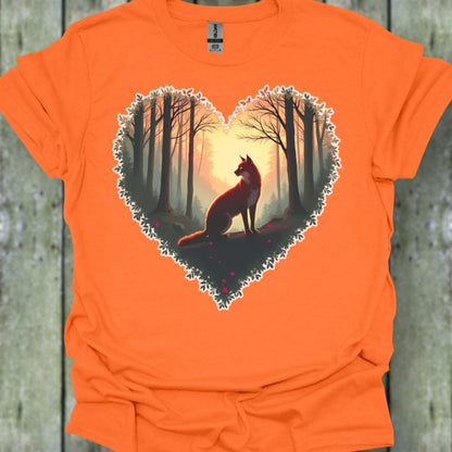 Renard assis forme de coeur T-shirt tendance