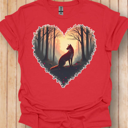 Renard assis forme de coeur T-shirt tendance