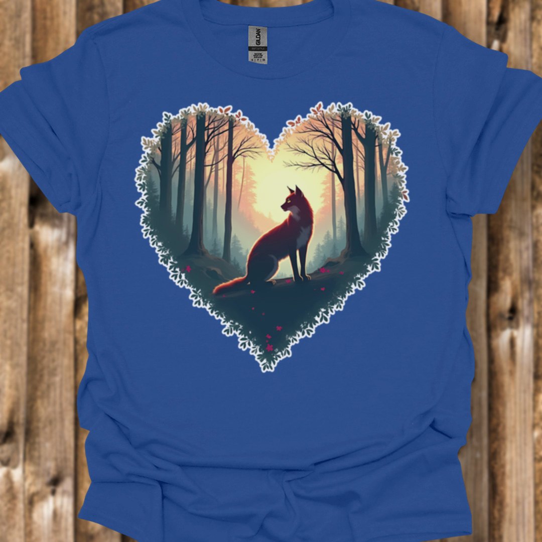 Renard assis forme de coeur T-shirt tendance
