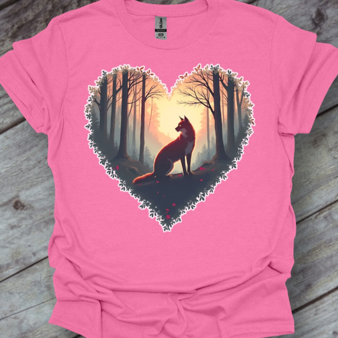 Renard assis forme de coeur T-shirt tendance